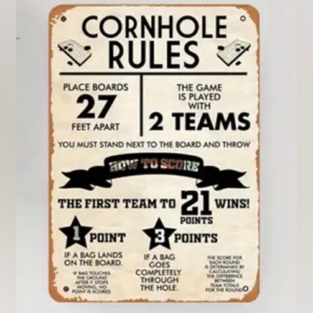 Cornhole‎ Rules Wooden Sign